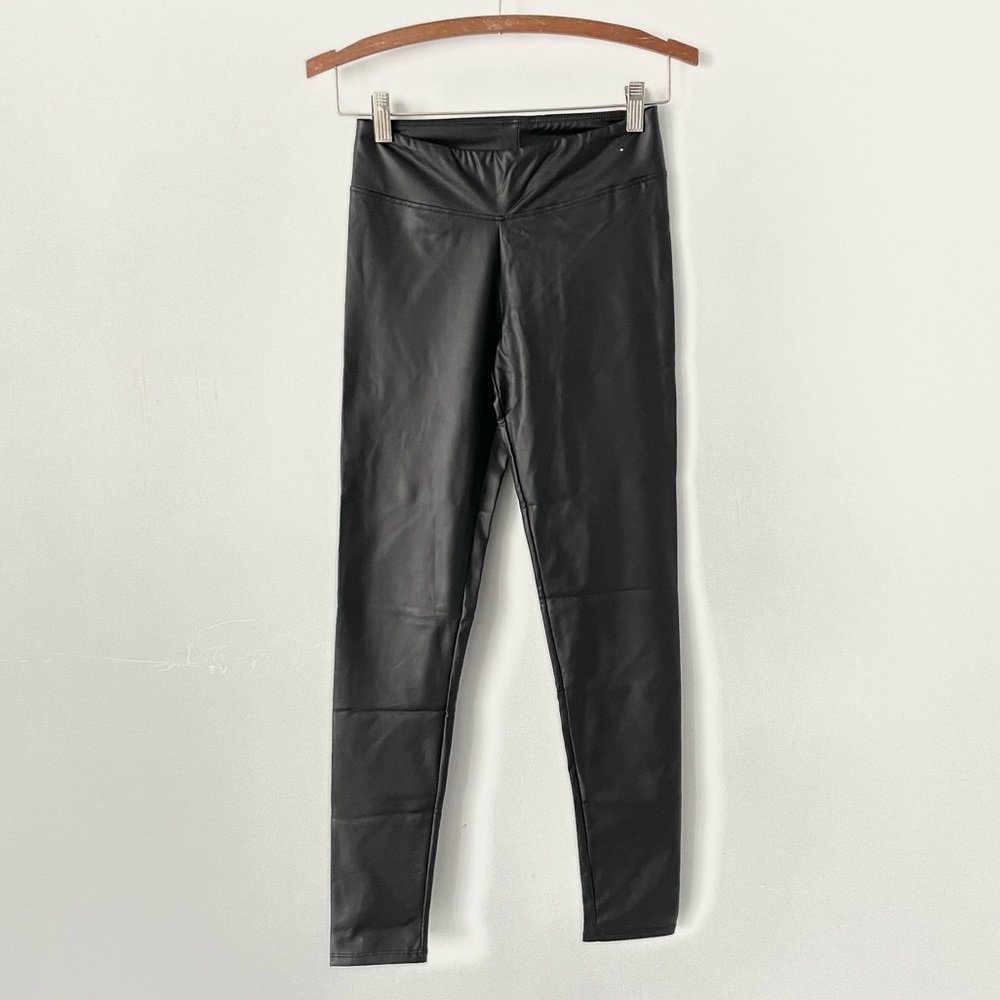 Essentials Faux Leather Luxe Black Leggings